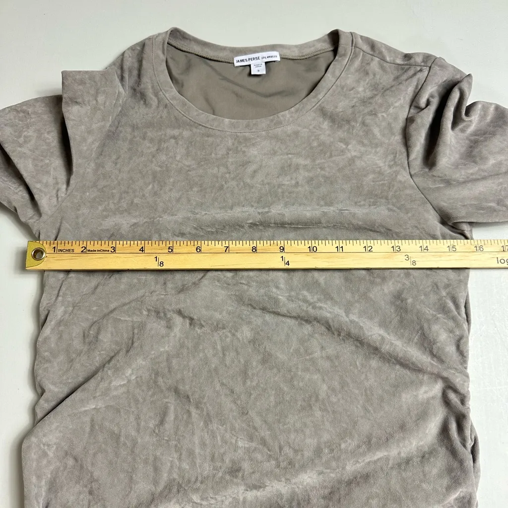 James Perse Los Angeles Classic Gray Stretch Velvet Ruched Midi Dress Size 3 - Image 7