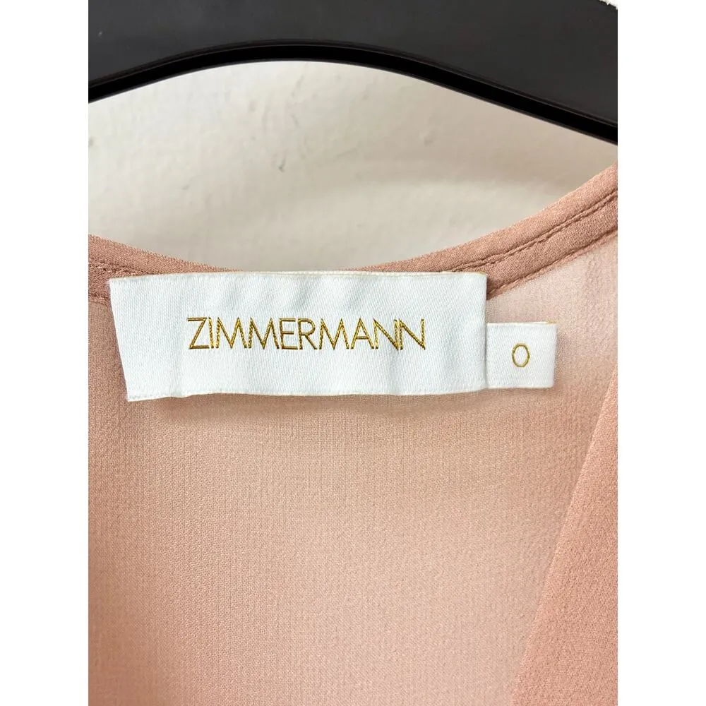 Zimmermann Eden Gather Sleeve Sheer A-Line Midi Dress Biscuit Women's Size 0 - Image 4