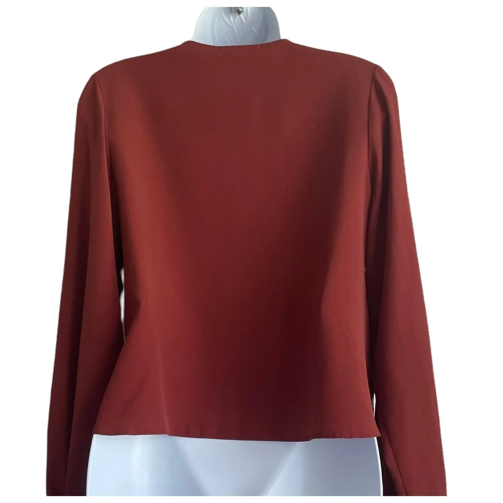 TOPSHOP Women Top 4 Rust Adjustable‎ Tie Waist Button Up Cottagecore Romantic - Image 3