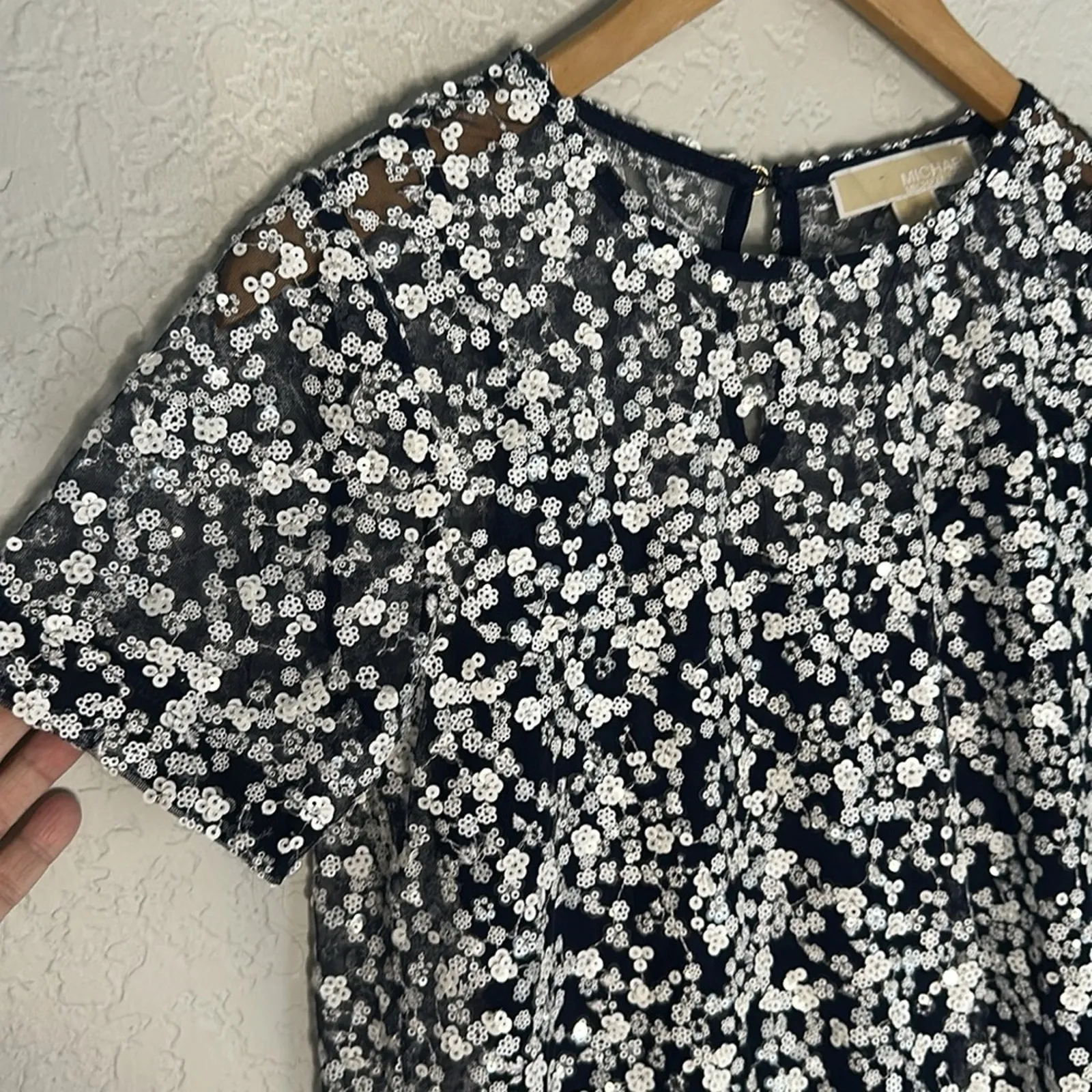 Michael Kors Floral Sequin Ruffle Hem Dress Short Cocktail Party Wedding NYE - Image 7