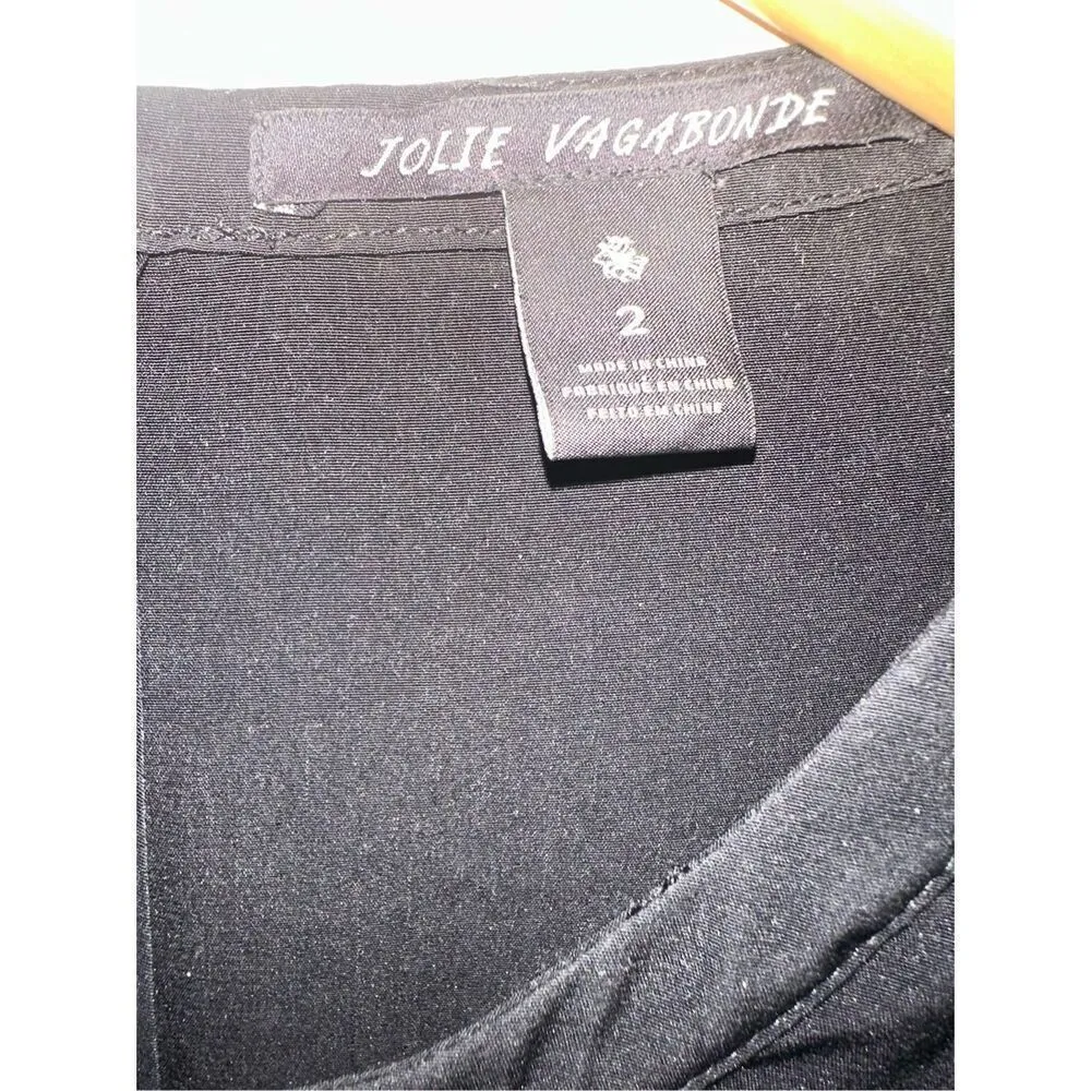 Maison Scotch Dress Jolie Vagabonde Mixed Media Black Knit Top Pockets Sz 2 - Image 5