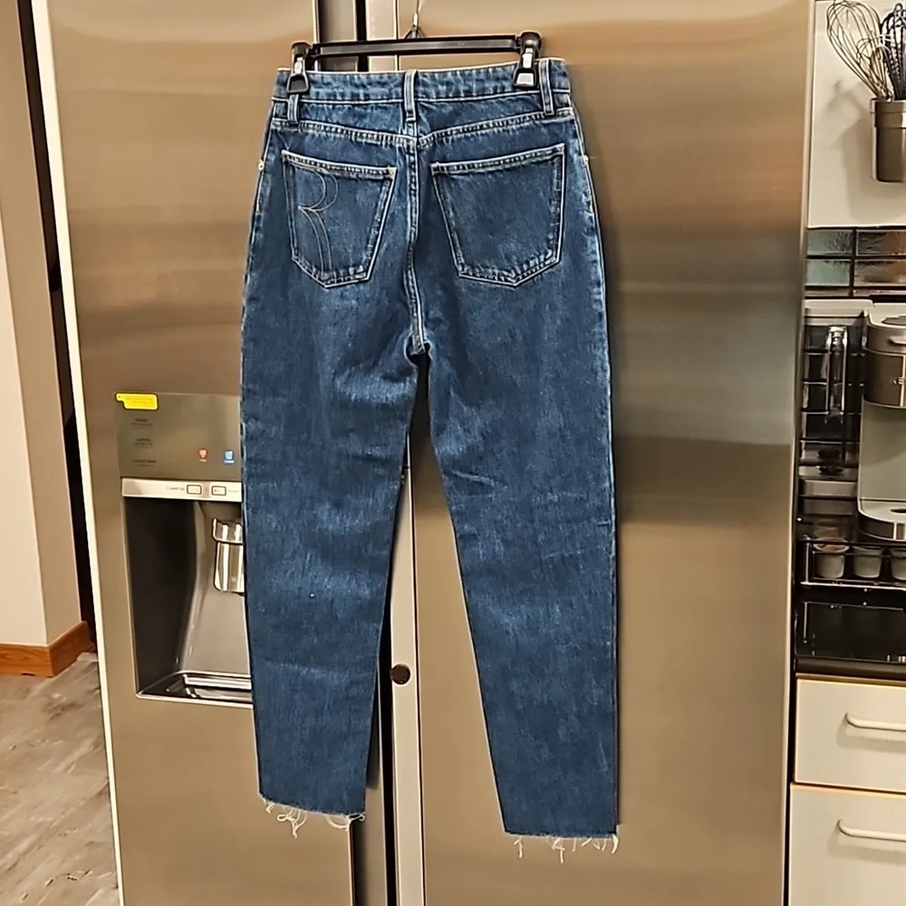 💕ROUJE💕 Raw Hem High Rise Button Fly Ankle Jeans ~ Blue 27 - Image 2