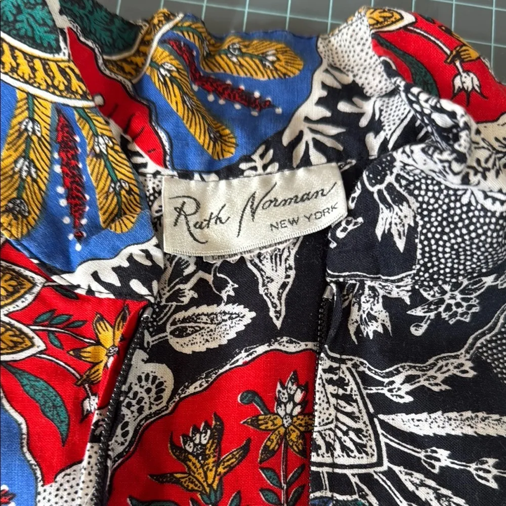 Vintage Retro Ruth Norman caftan lounge dress robe (M) Red Size M - Image 2