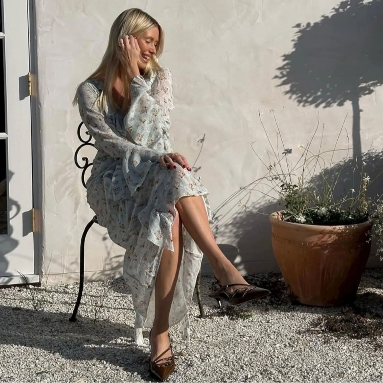 Spell & The Gypsy Ethereal Bohemian Witchy Fleur Frill Bias Maxi Dress Medium White - Image 15