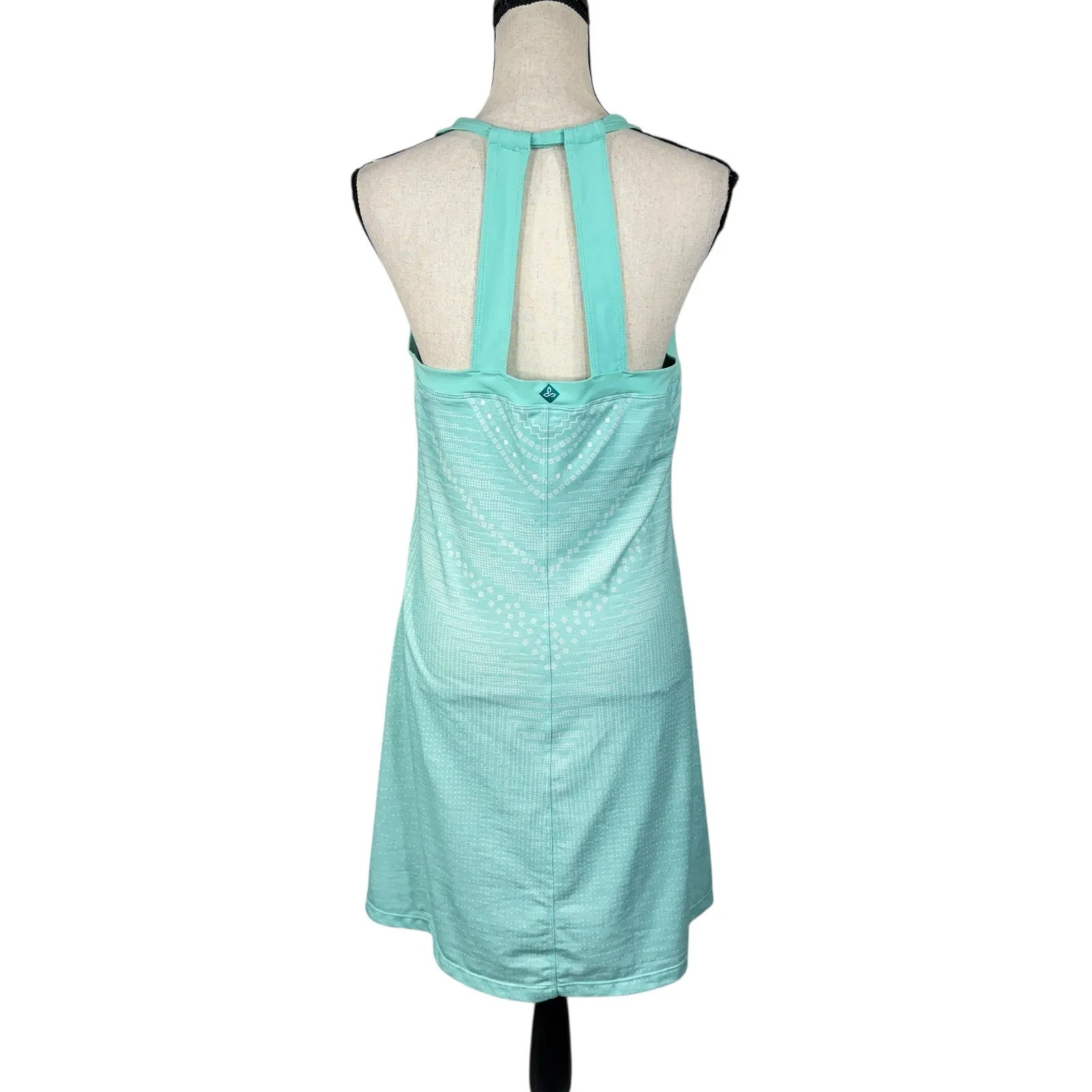 PrAna Large Cantine Halter Dress Wicking Shelf Bra Padded Stretch Geometric - Image 4