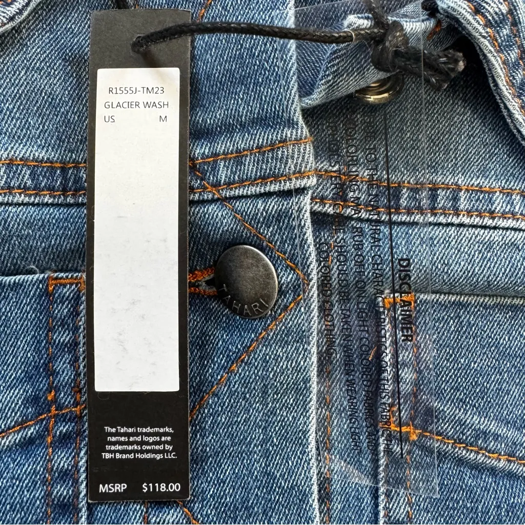 NWT Elie Tahari Glacier Wash Button Down Collared Jean Jacket with Pockets Sz M - Image 6