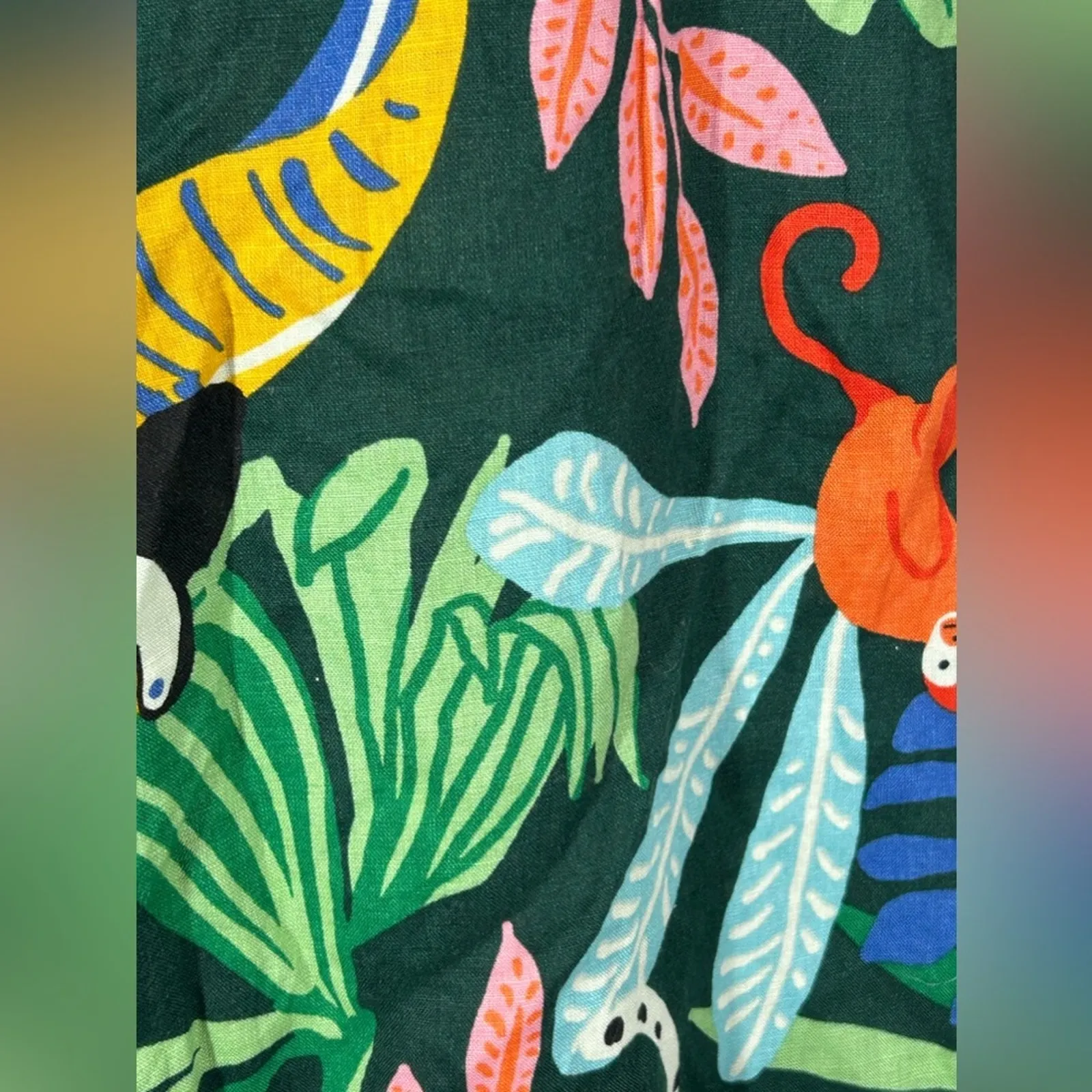 Christian Siriano NWT Linen Wide Leg Tropical Pants Small Luxury Resort Wear Blue - Image 8