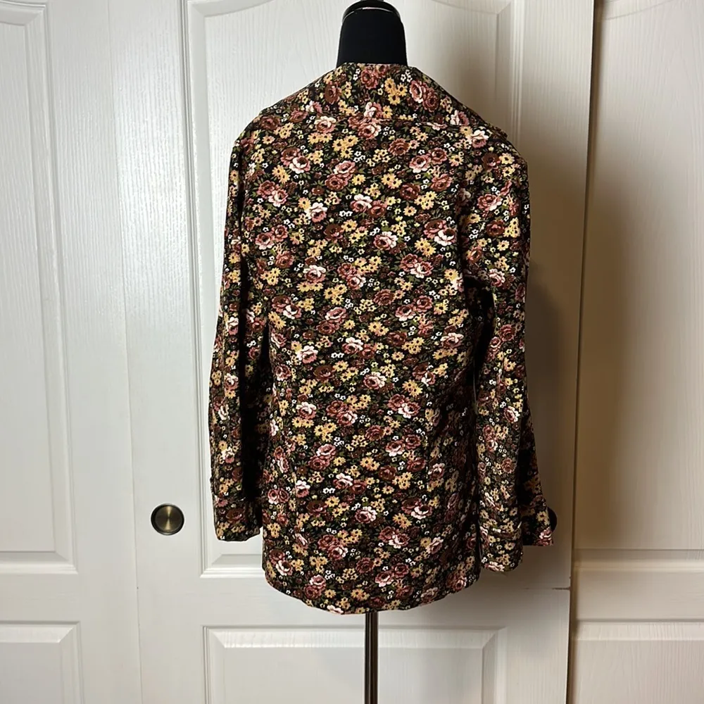 70s VINTAGE CORDUROY FLORAL BLAZER JACKET - Image 3