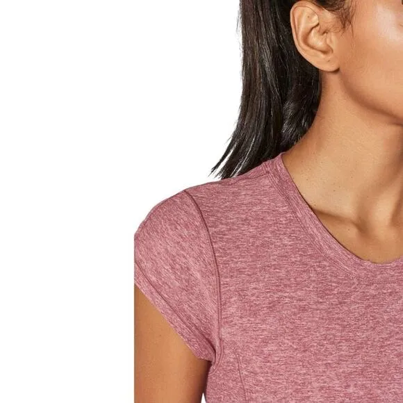Lululemon Women 4 Time To Sweat Short Sleeve Heathered So‎ Merlot Red Burgundy - Image 4