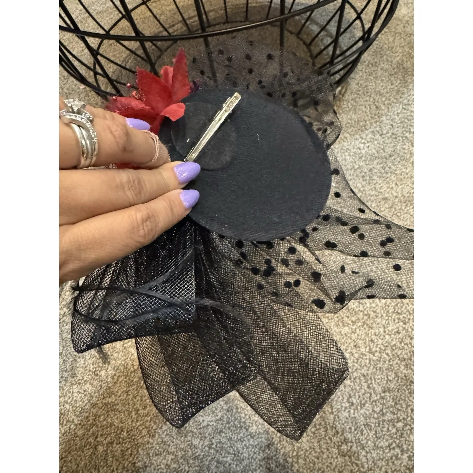 Fascinator Women Tea Party Headband Cocktail Flower Hair Clip Feather Red - Image 5