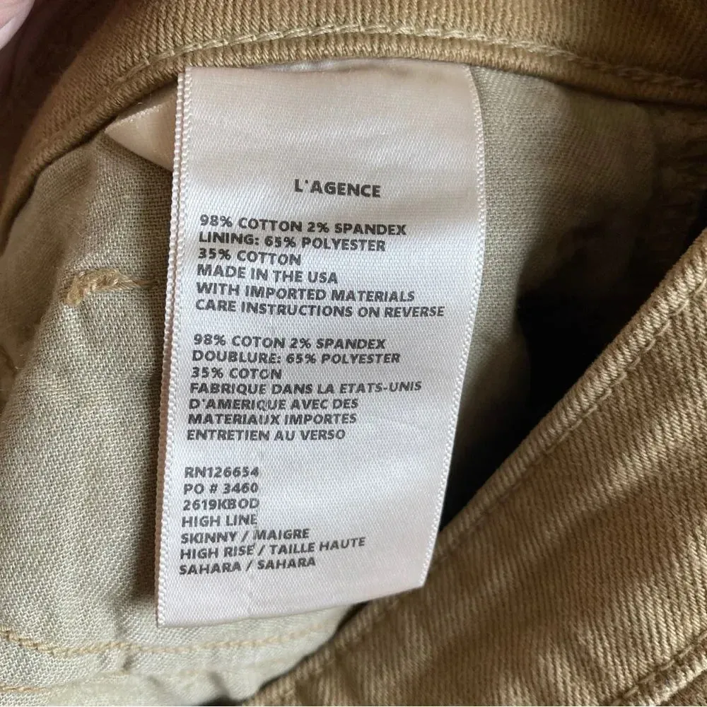 L'AGENCE High Line High Rise Skinny Destroyed Jeans in Sahara Size 26 - Image 9