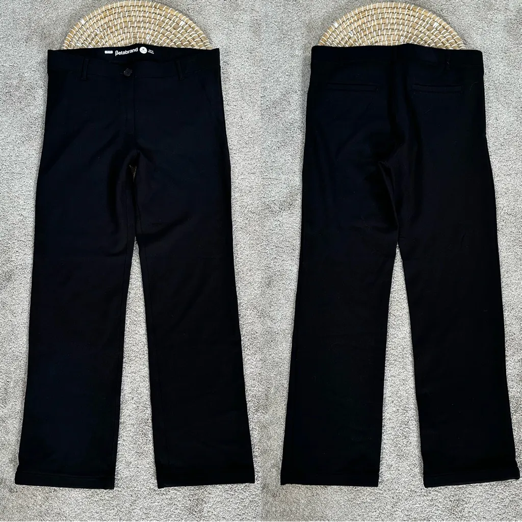 Betabrand Women’s Classic Dress Pant Yoga Pants Straight Leg Stretch in Black MP - Image 3