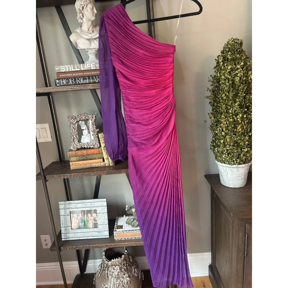 Rococo Sand Paige One Shoulder Long Dress Pink Purple Womens Size XXS - Image 6