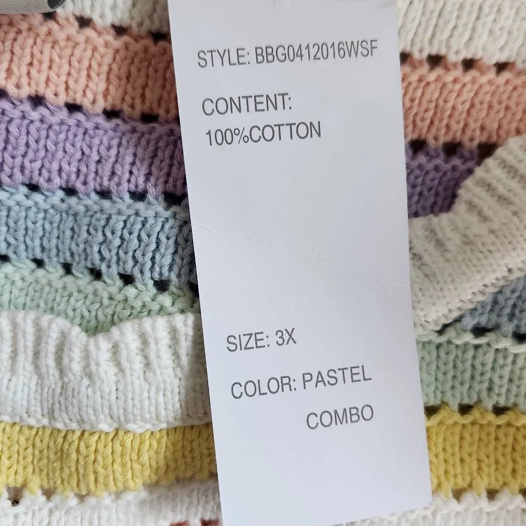 Design History Pastel Rainbow Sleeveless Knit Top NWT Size 3X Striped Sweater - Image 7