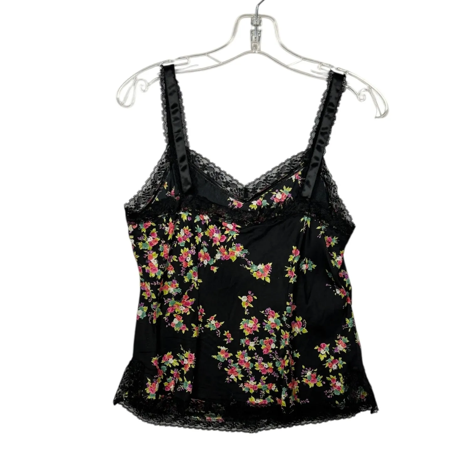 Vintage Nine West 100% Silk Black Floral Lace Trim Camisole Tank Top Womens sz 8 - Image 8