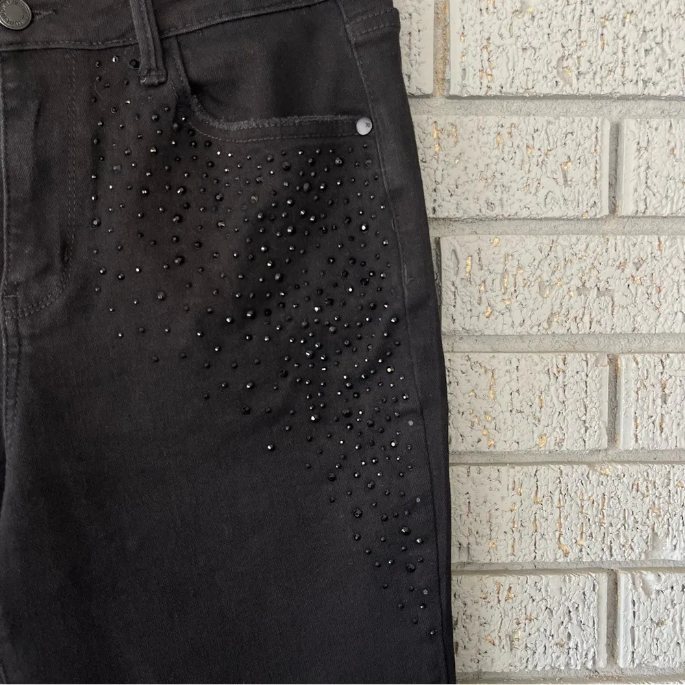 Judy Blue High Waisted Rhinestone Embellished Slim Fit Jeans in Black Size 29 - Image 8