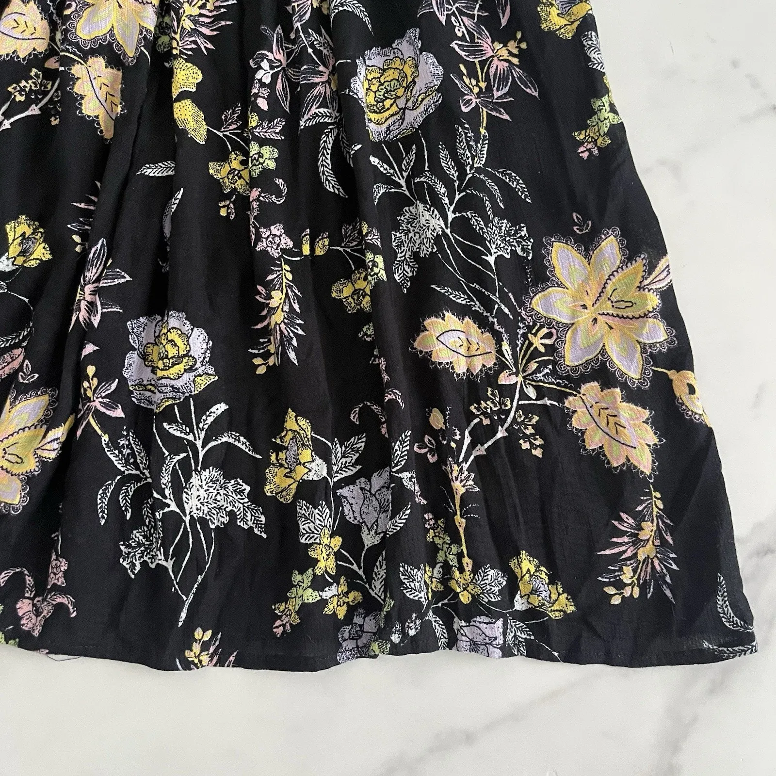 Free People Isla Black floral midi dress Milkmaid Prairie Romantic Festival Sz M - Image 9