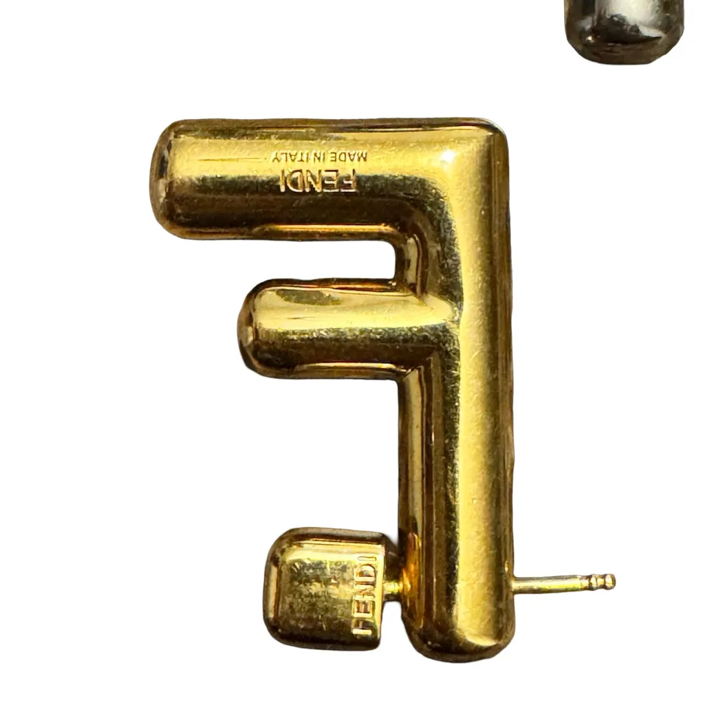 Fendi Crystal FF Logo Stud Earrings - Gold & Silver Mix - Image 5