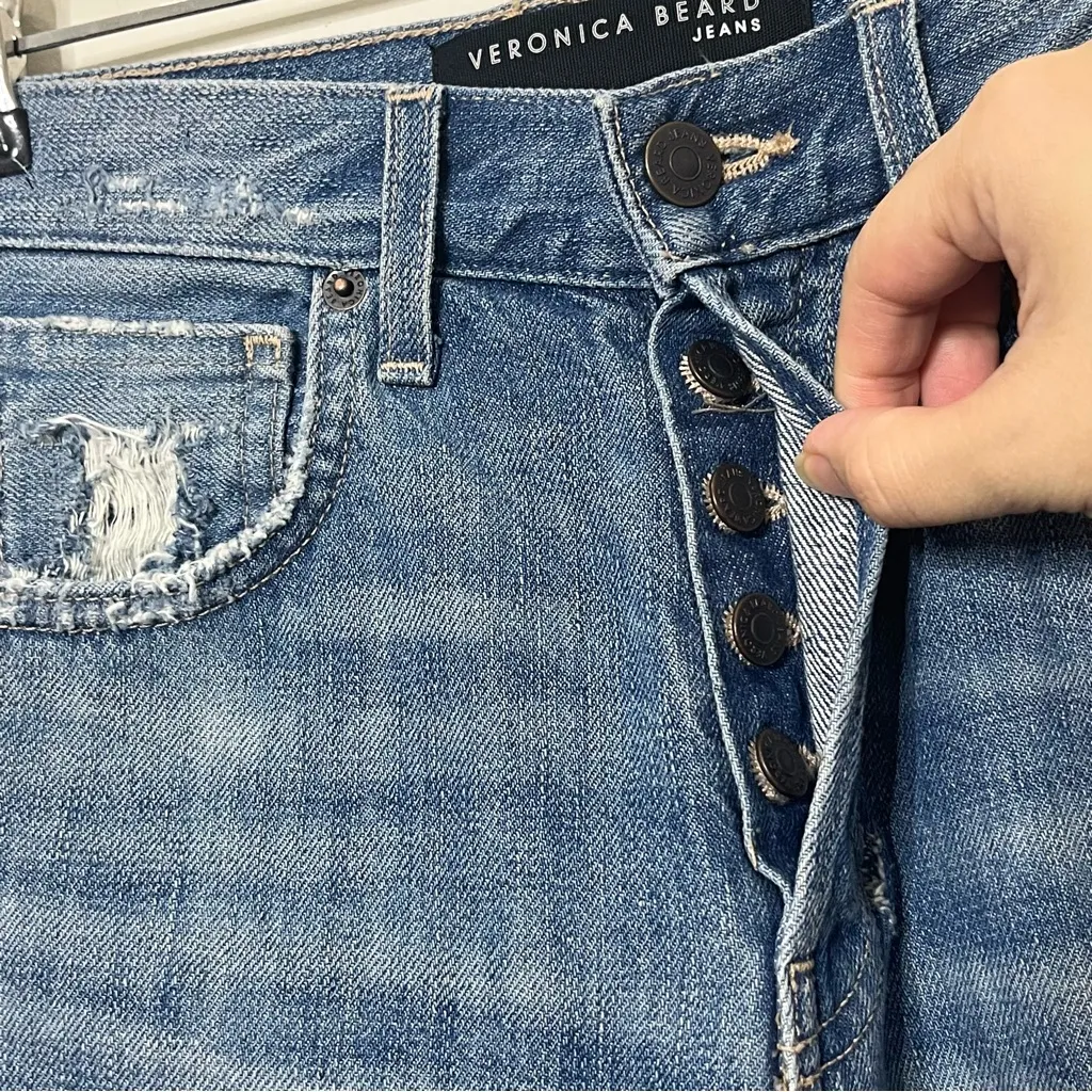 Veronica Beard Blake Jeans Women’s 27 High Rise Straight Leg Distressed Hem - Image 12