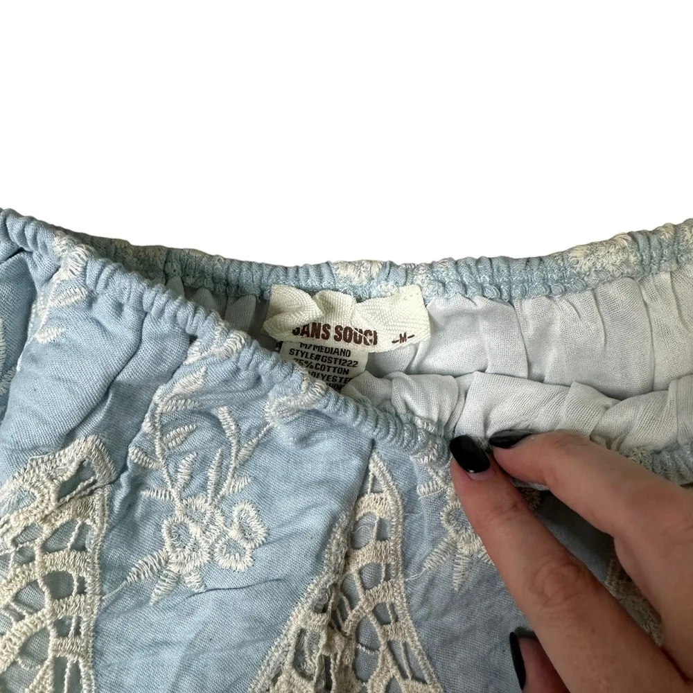 Sans Souci Baby Blue Embroidered Lace Tube Top Small - Image 4