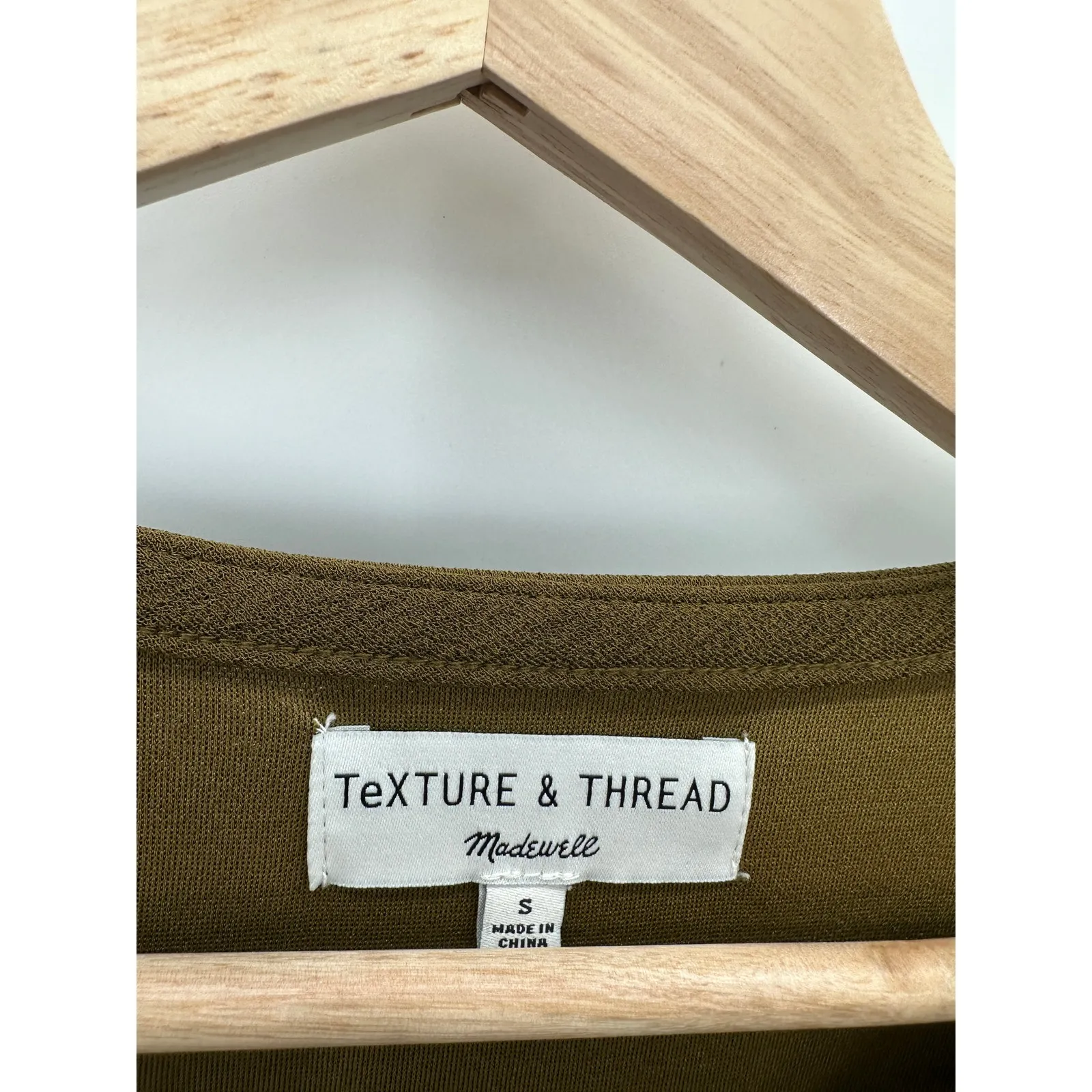 Madewell Texture & Thread Olive Green Crepe Balloon Sleeve Dress Women Small - Image 8