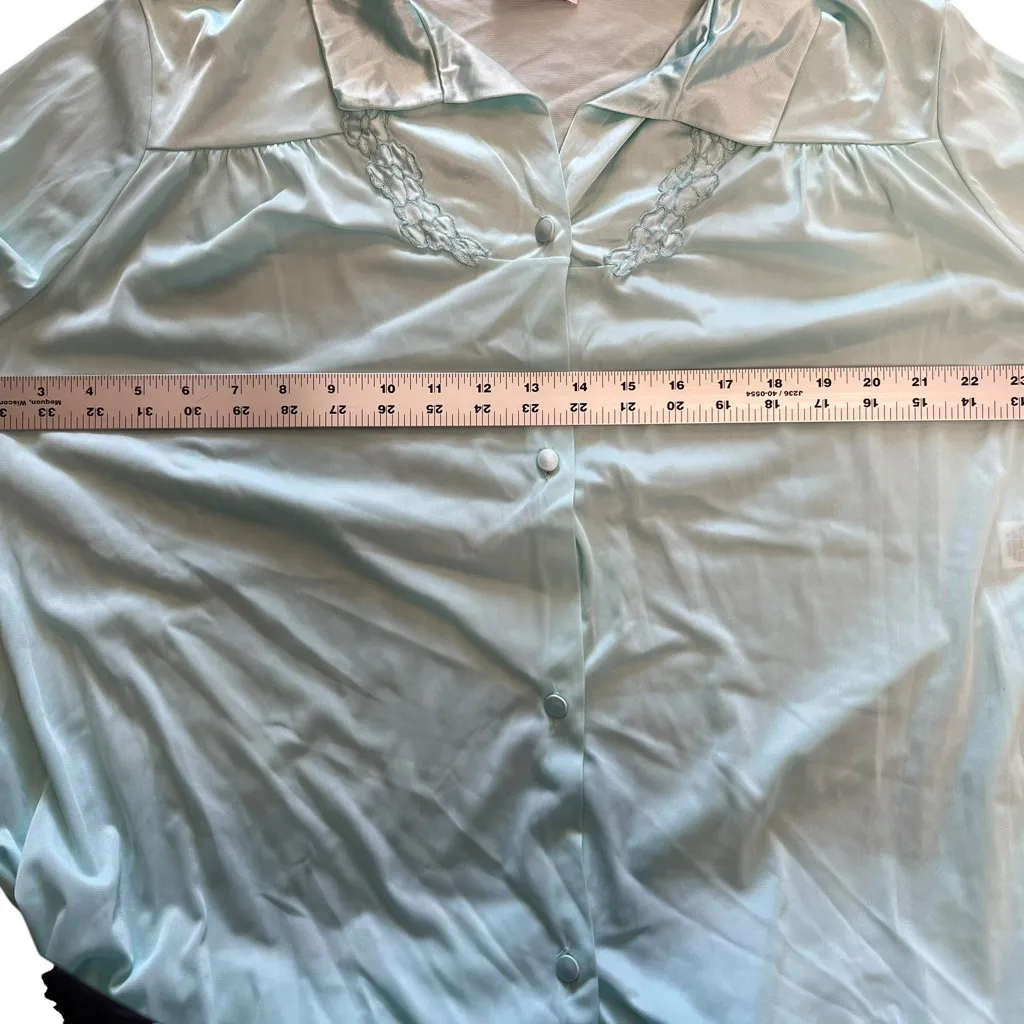 VTG Vanity Fair Nightgown & Robe size XL Mint Green Nylon House Coat Lounger… - Image 16