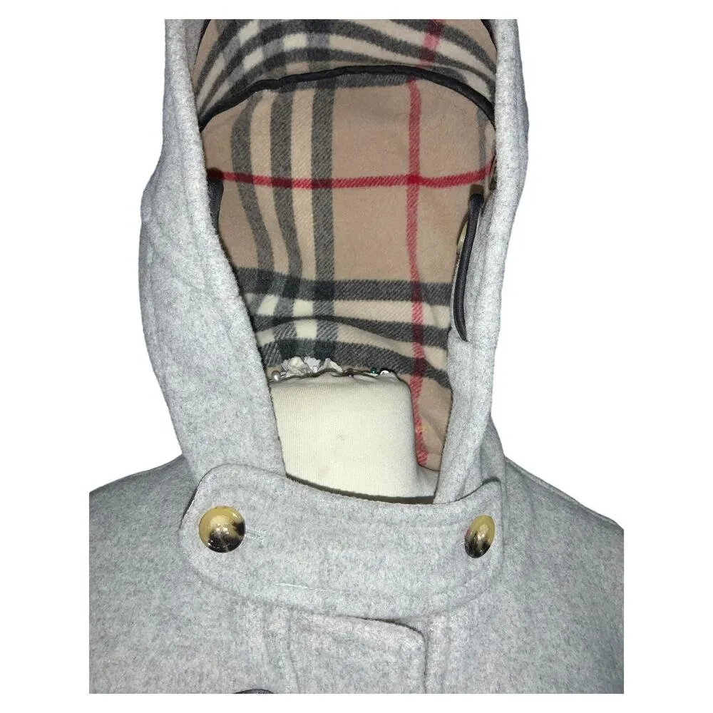 BURBERRY London Women's Gray Hooded Wool Duffle Coat Sz 14 - Image 4