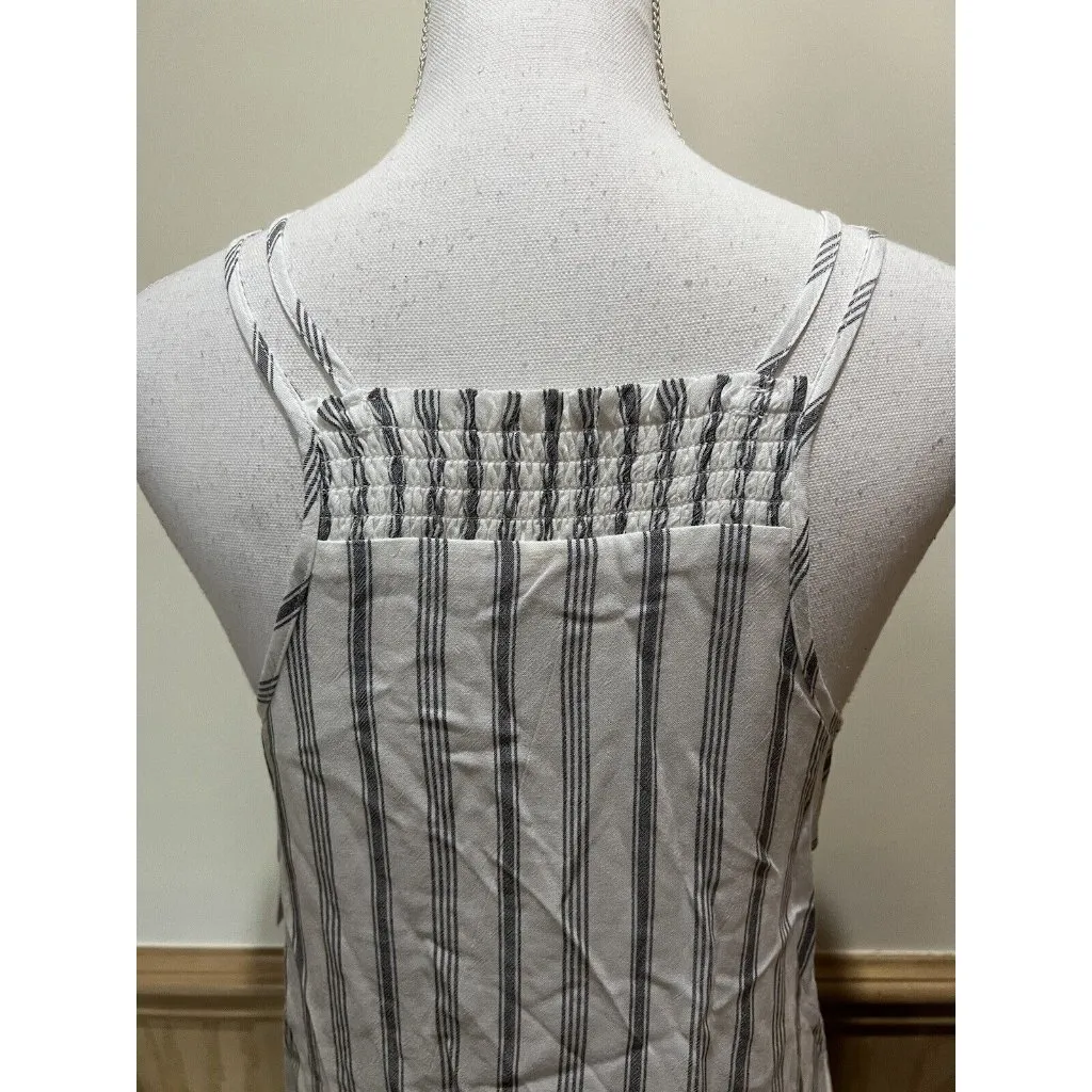 So~ Double Spaghetti Strap Top ~ Size Medium ~ Ivory Charcoal Stripe ~ NWT - Image 5
