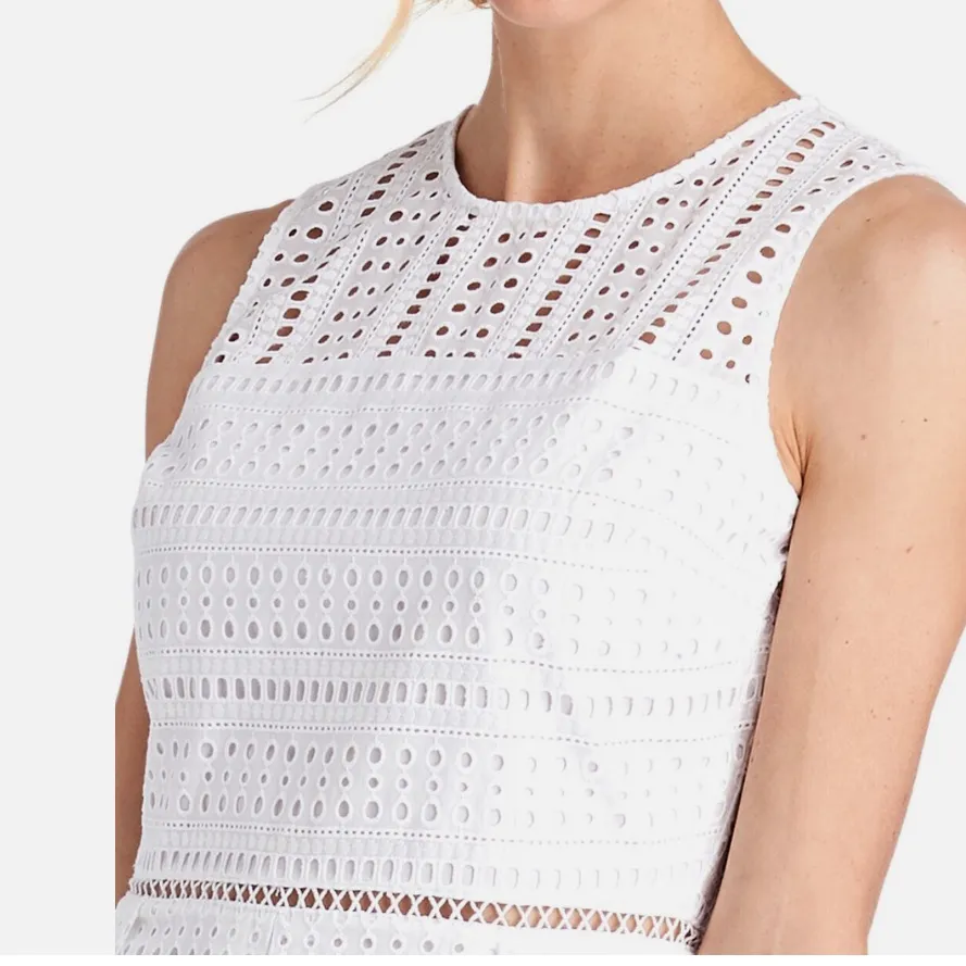 Vineyard Vines White Cap Eyelet Lattice Lace Fit And Flare Dress size 0 NWT - Image 4