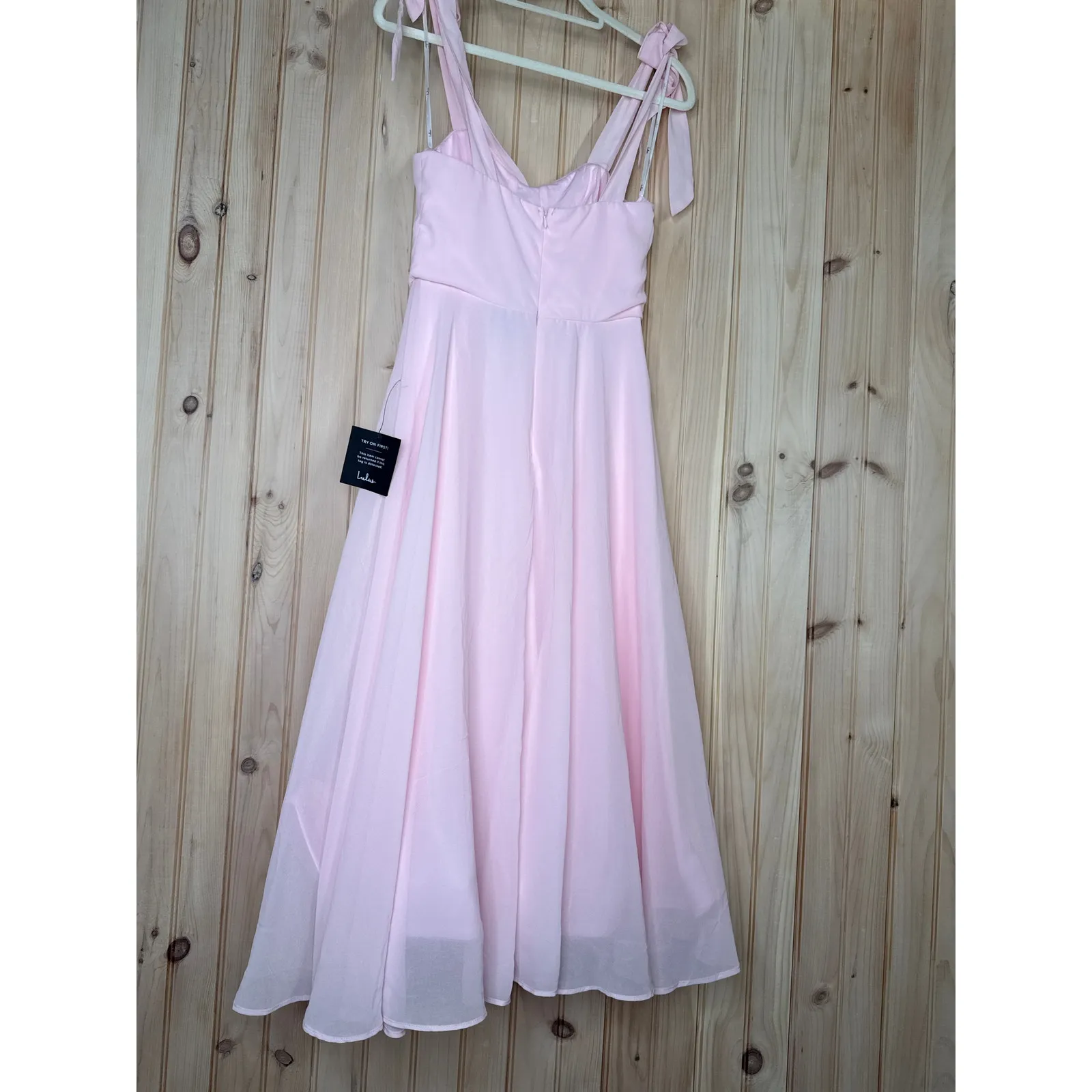 NWT Lulus Sophisticated Charisma Light Pink Tie-Strap A-Line Midi Dress Size S - Image 4