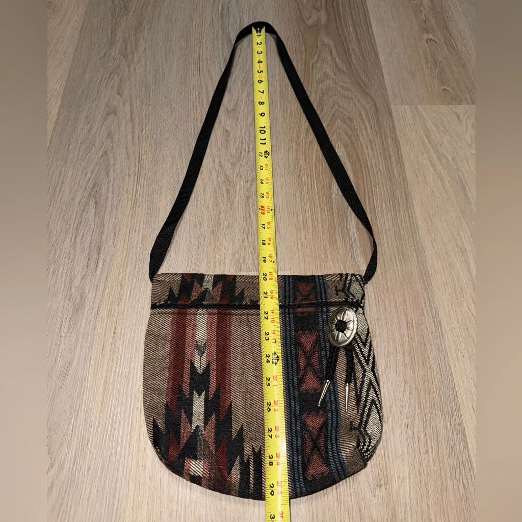 Western Aztec Boho Crossbody Bag Tan - Image 7