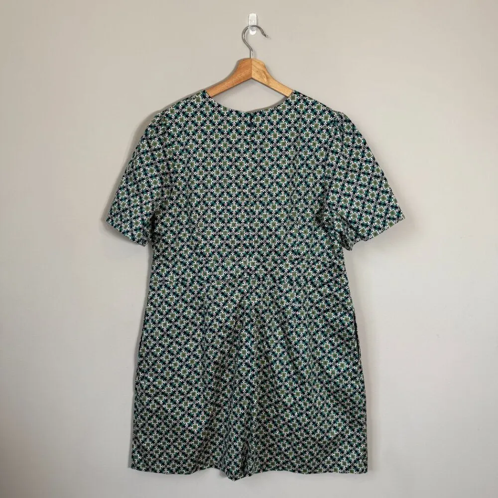 Boden Geometric Pattern Shift Mini Dress Womens 16/18R Green Short Sleeve Preppy Size undefined - Image 10