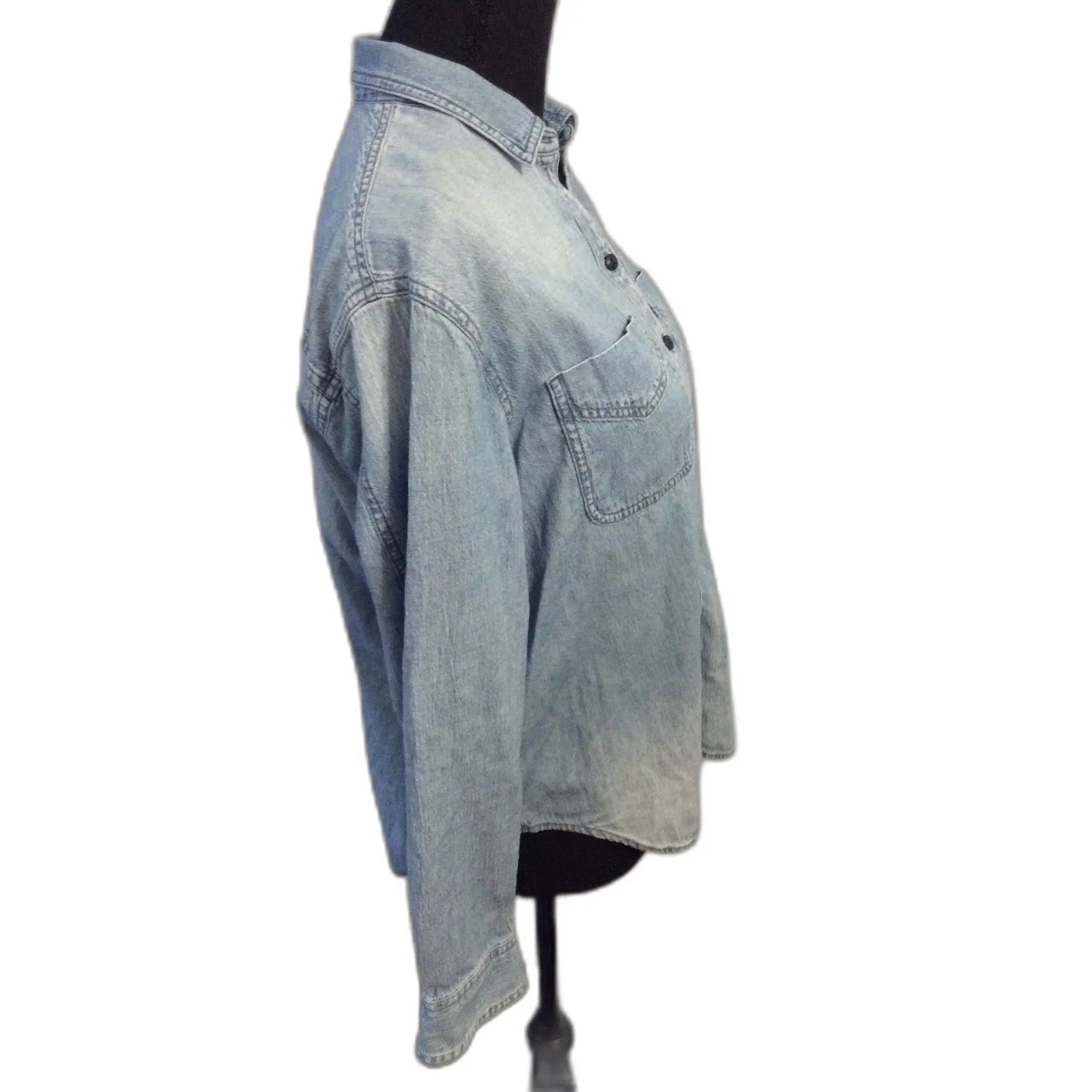 Madewell Denim Womens Button Blouse Top Small S - Image 3