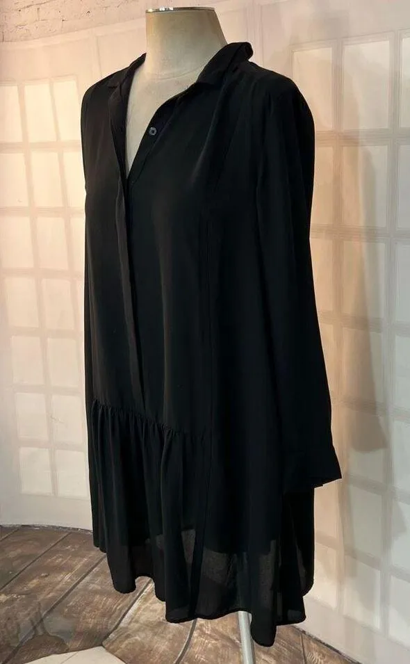 Banana Republic Black Long Sleeve Button-Down Dress Size 4 - Image 3