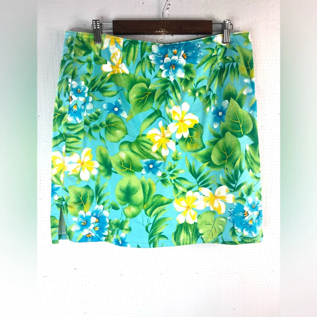 Pappagallo 16 Aloha Hawaii Print Matching Shorts Skort in Green n Turquoise - Image 11