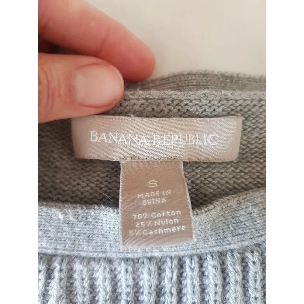 Banana Republic Womens Sweater Size Small Grey Heather Ribbed  Cashme Blend - Image 7