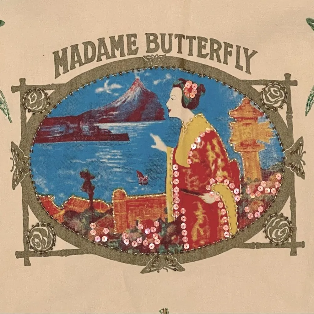 Madame Butterfly Beaded Blazer Jacket by Faith Size Large Tan - Image 7