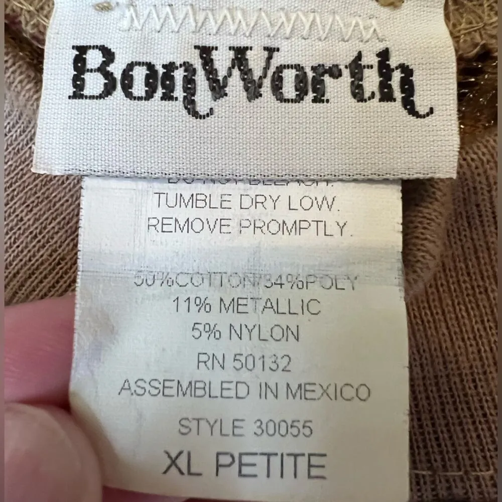 Vintage BonWorth Brown Retro Stripe w/ Gold Metallic Grandpa Sweater - Medium - Image 5