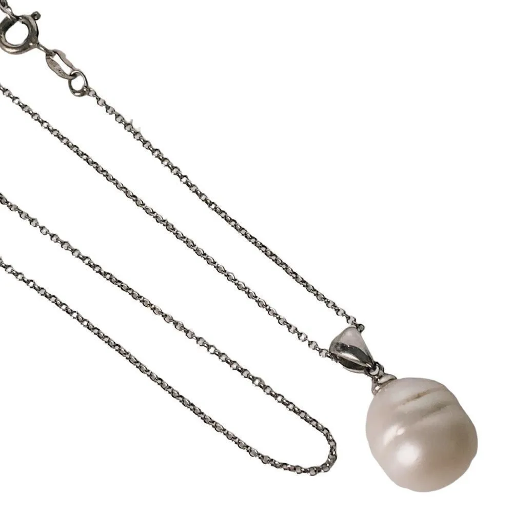 925 Sterling Silver Pearl Necklace - Image 2