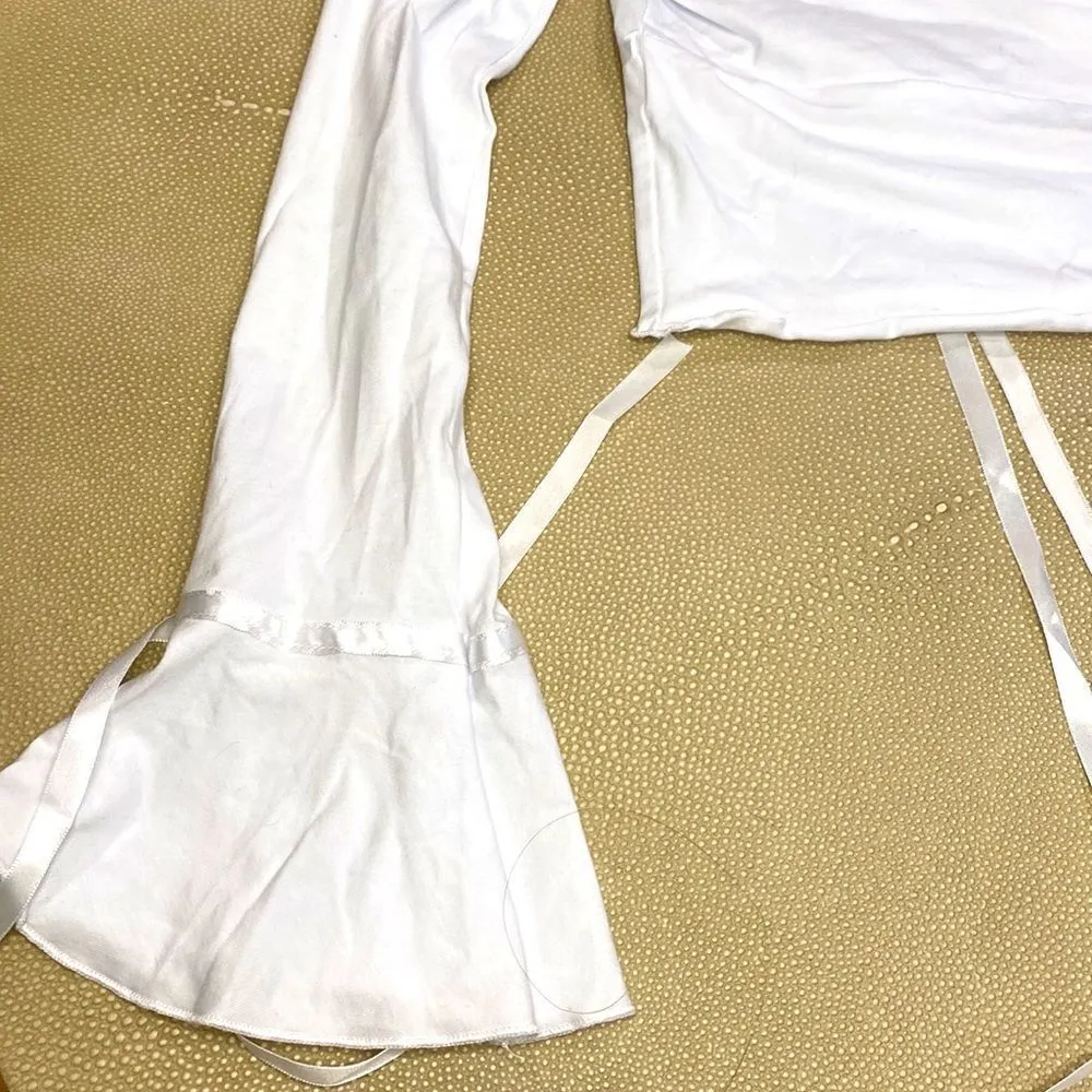 dELiA*s by Dolls Kill Pretty Fly Wrap Front Crop Top White Size L - Image 3