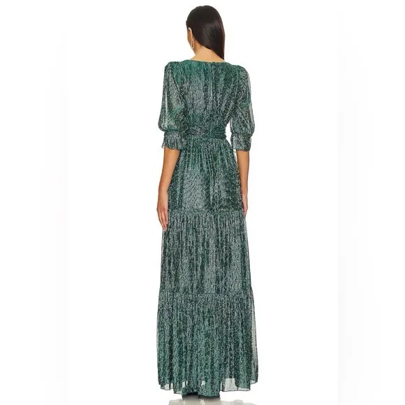 NWT‎ Revolve Tularosa Jainey Metallic Plisse Teal Green Blue Maxi Dress - Image 2