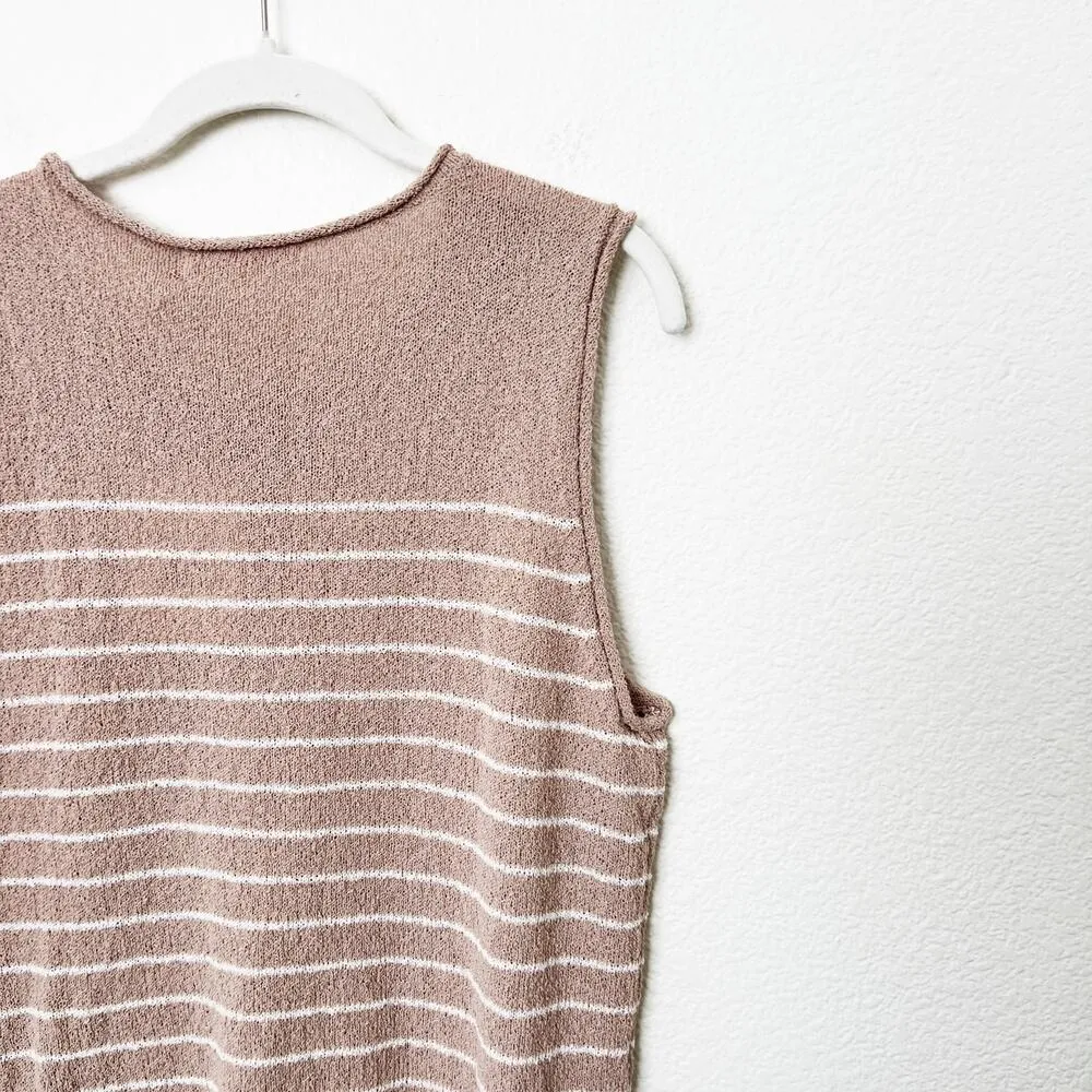 [Rachel Parcell] Boxy Muscle Tee Nude Ivory Striped Roll Neck NWT Sleeveless XL - Image 6