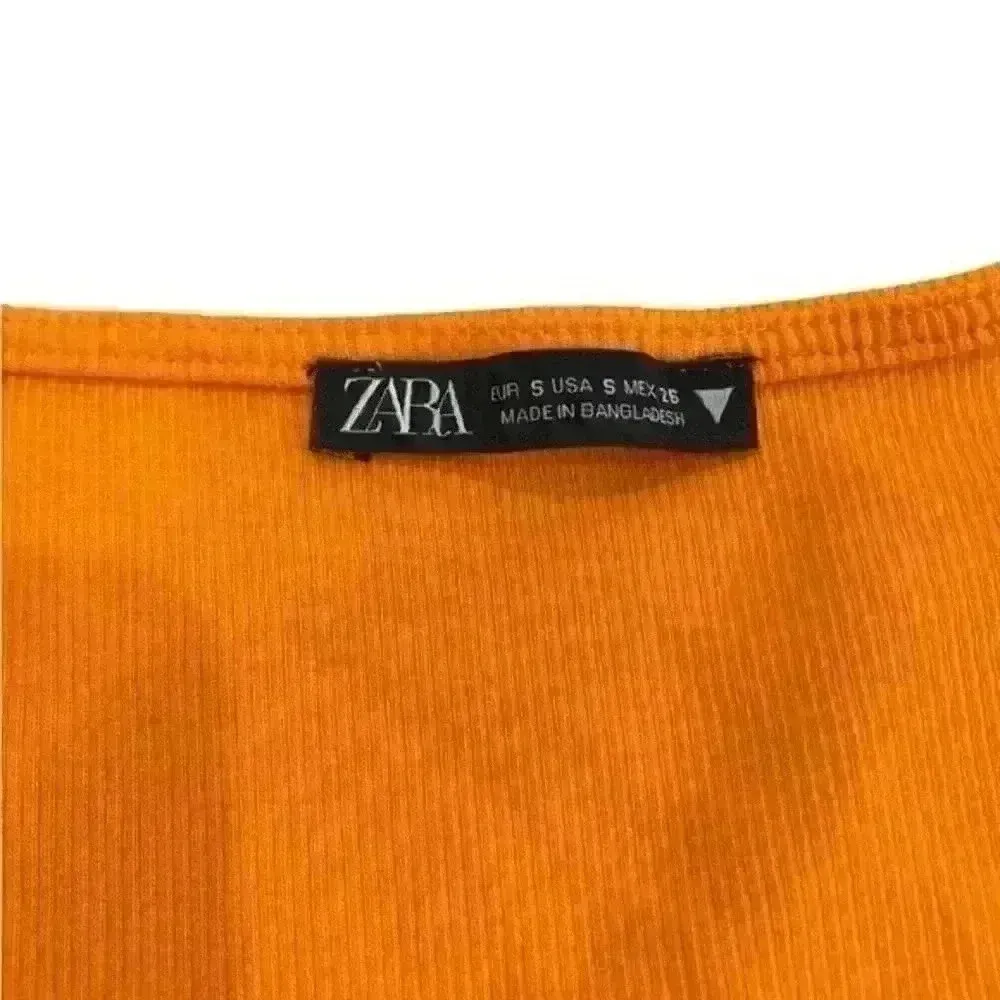 Zara Orange‎ Flutter Short Sleeve Cinch Crop Top Size Small - Image 2