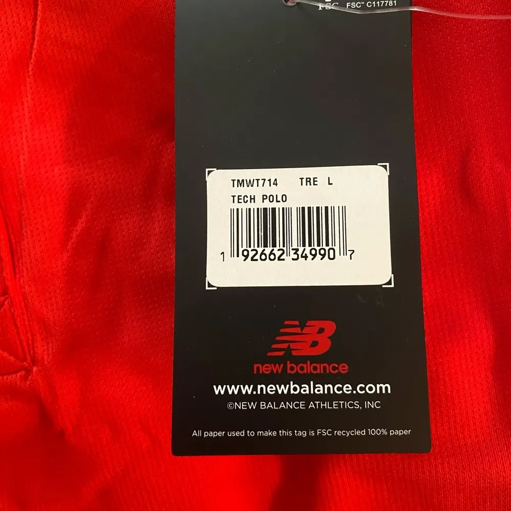 New Balance tech polo Golf shirt Short Sleeve Red L NWT - Image 6