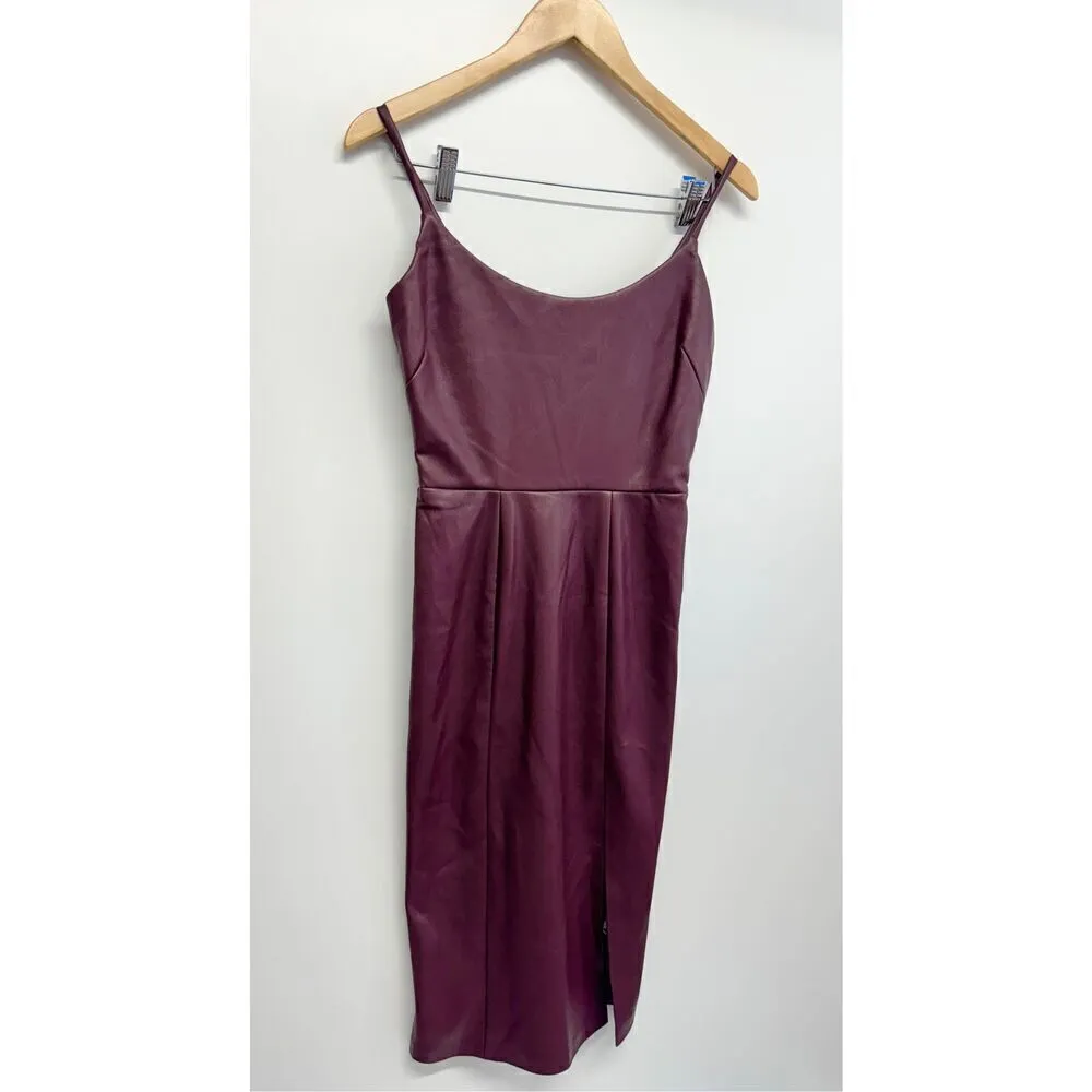Steve Madden Mini Dress in Cordovan Faux Leather Size 2 Sleeveless NWT - Image 5
