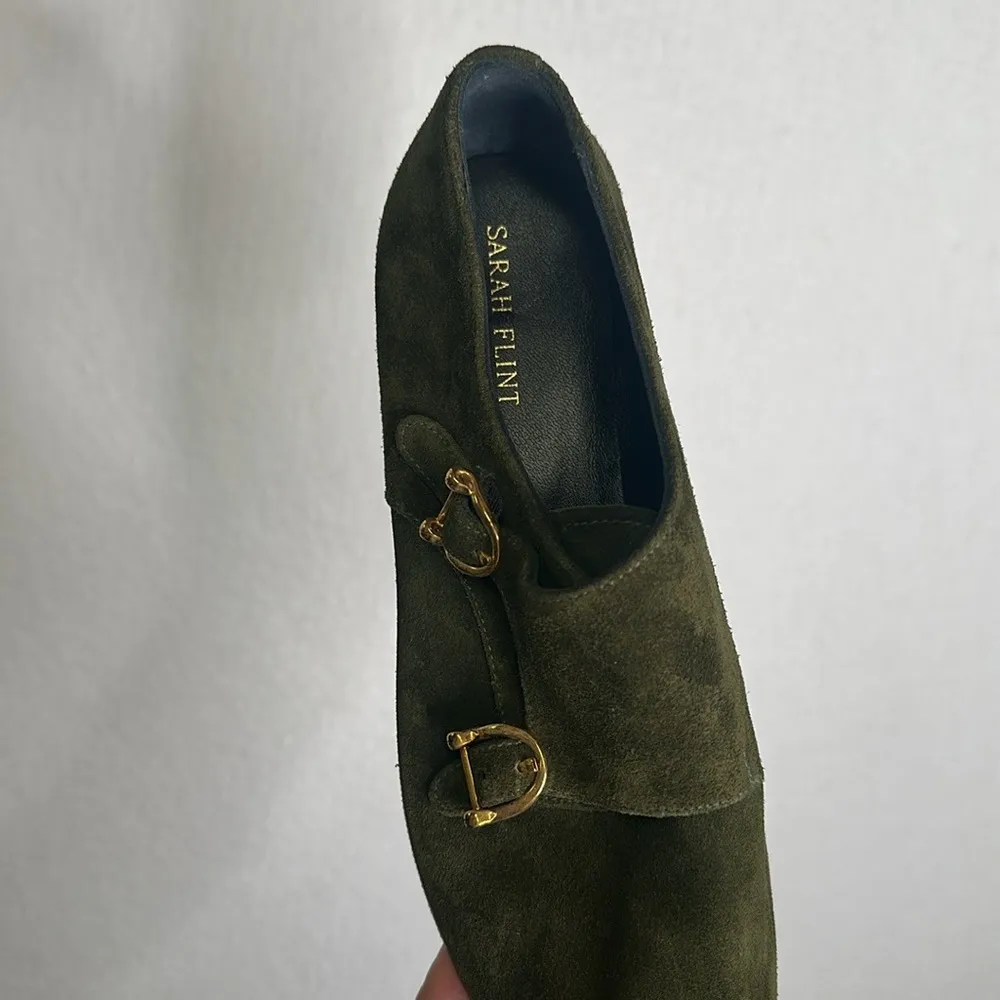 Sarah Flint The Ilene Loafer Suede Monk Strap Green | 6.5 - Image 7