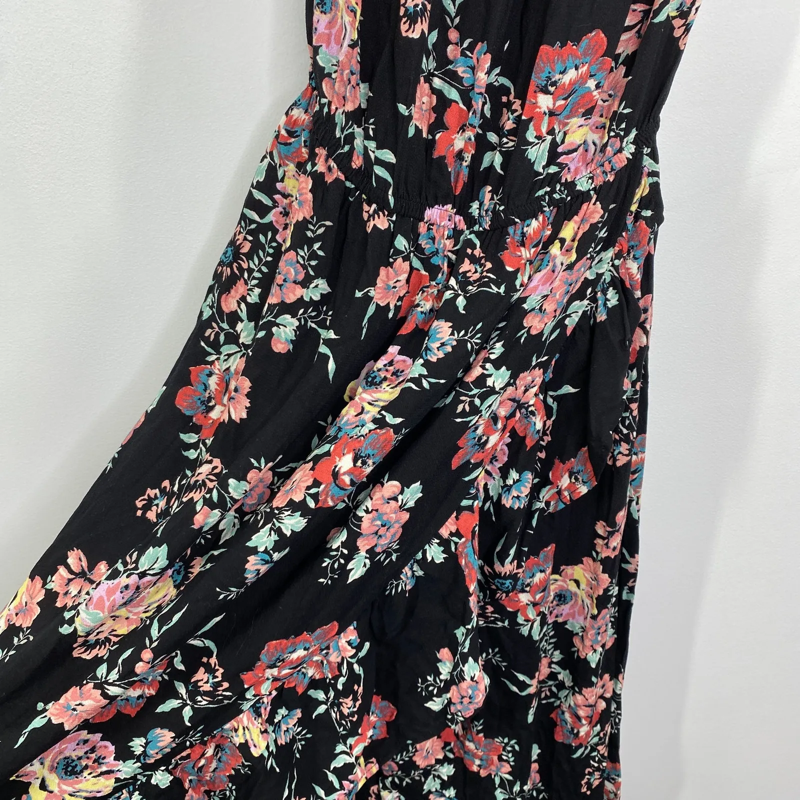 Xhilaration Black Floral Print Faux Wrap High Low Dress Women's Size Small S NWT - Image 4