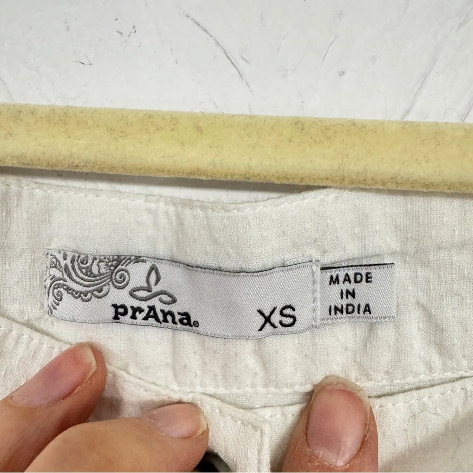 Prana White Pleated Short Sleeve Blouse Womens XS Beachy Casual Cotton Peasant - Image 7