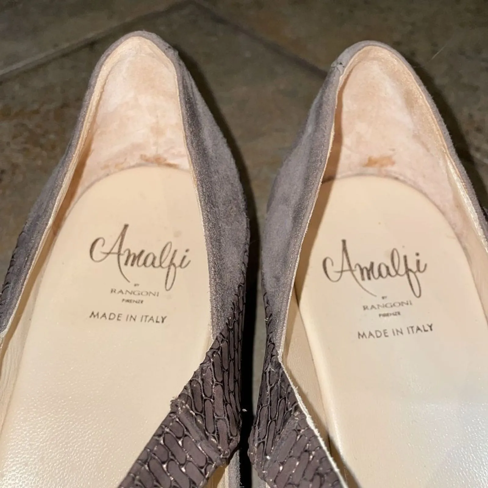 Amalfi by Rangoni Taupe Brown Suede Leather Wedge Mary Jane Shoe Womens 8.5N Size 8.5 - Image 5