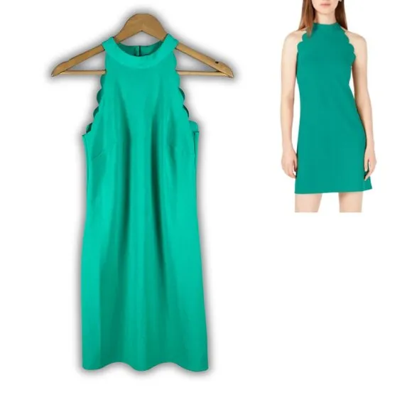 BCX Juniors' XXS Green Scalloped Scuba Crepe Halter Dress NWT - Image 2